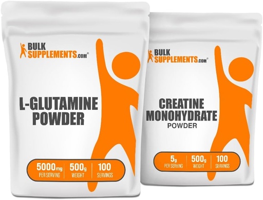 [BRSRAYIDBABB6DIU] BulkSupplements L-Glutamine 500g + Creatine 500g Bundle