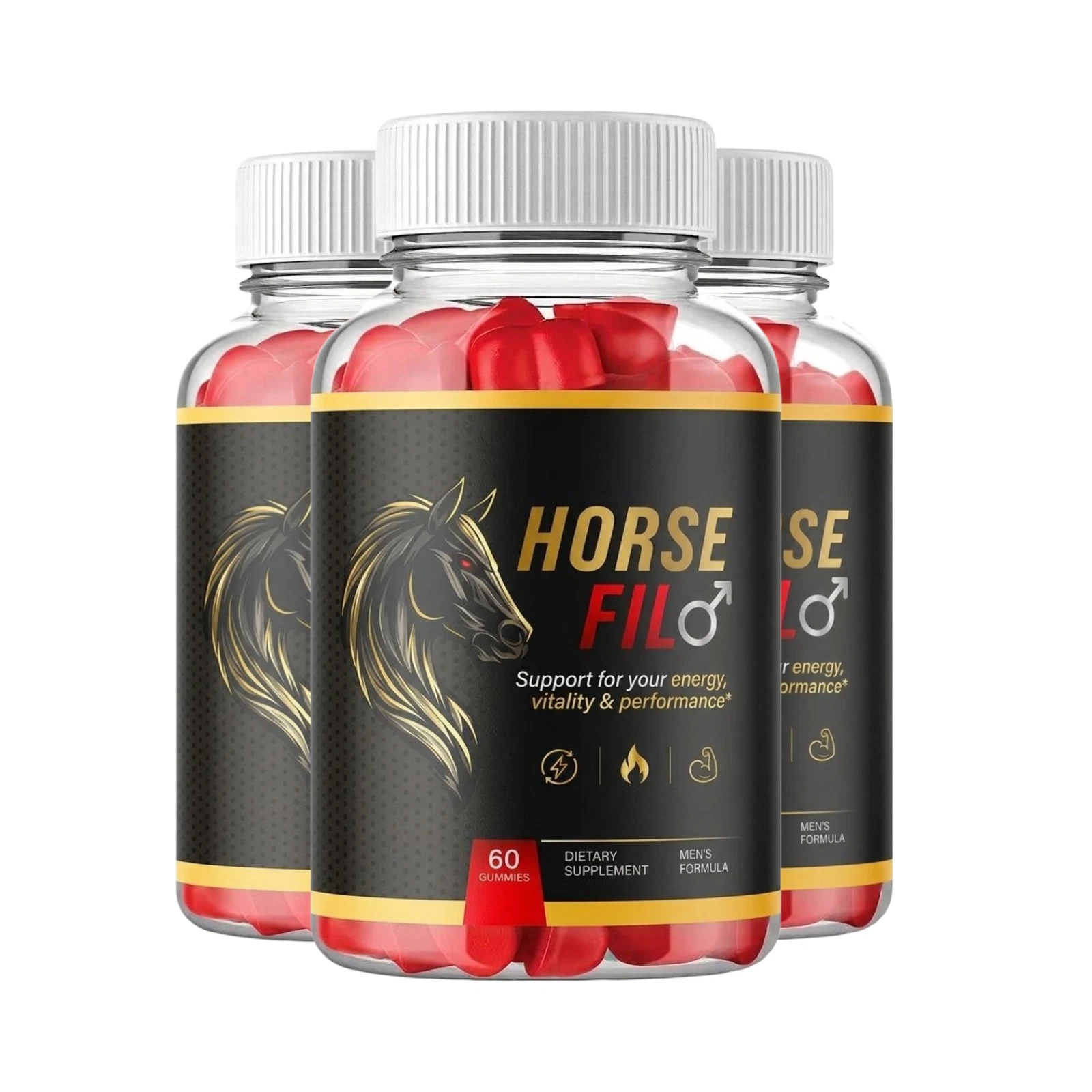 [7E6F6763] 3-Pack Horsefil Gummies - Horse Fil Overall Male Support Gummies - 180 Gummies