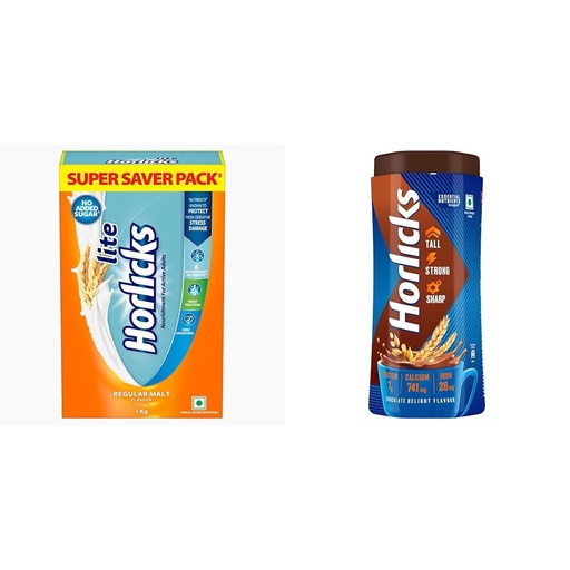 [BRSRYYACPIHQ2E36] Horlicks Lite 1kg, Scientifically designed for Adults |High Protein, Zero added sugar| Malt Flavou | Horlicks Chocolate Nutrition Drink, 1 kg Jar