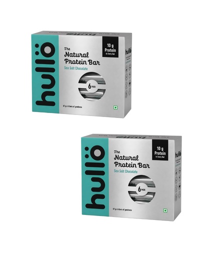 [BRSRYFT6B56RM2D4] Hullo The Natural Protein Bar | High Fiber & Rich in Omega 3, 6, and 9 | Healthy Snack for Gym, Office & Travel | Dairy Free, Soy Free & Non Ultra Processed (Pack of 12, Sea Salt Chocolate)