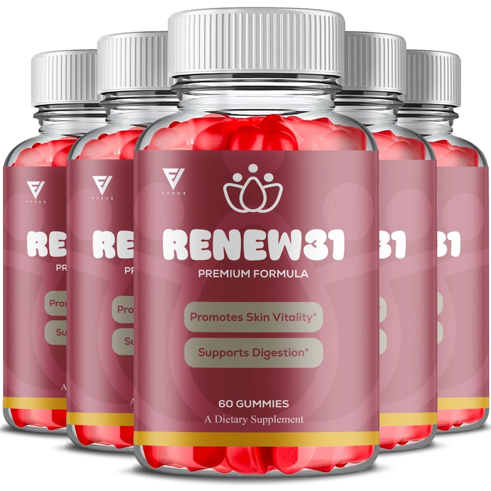 [8DE14287] (5 Pack) Renew31 Wellness Support, Renew 31 Advanced Formula (300 Gummies)