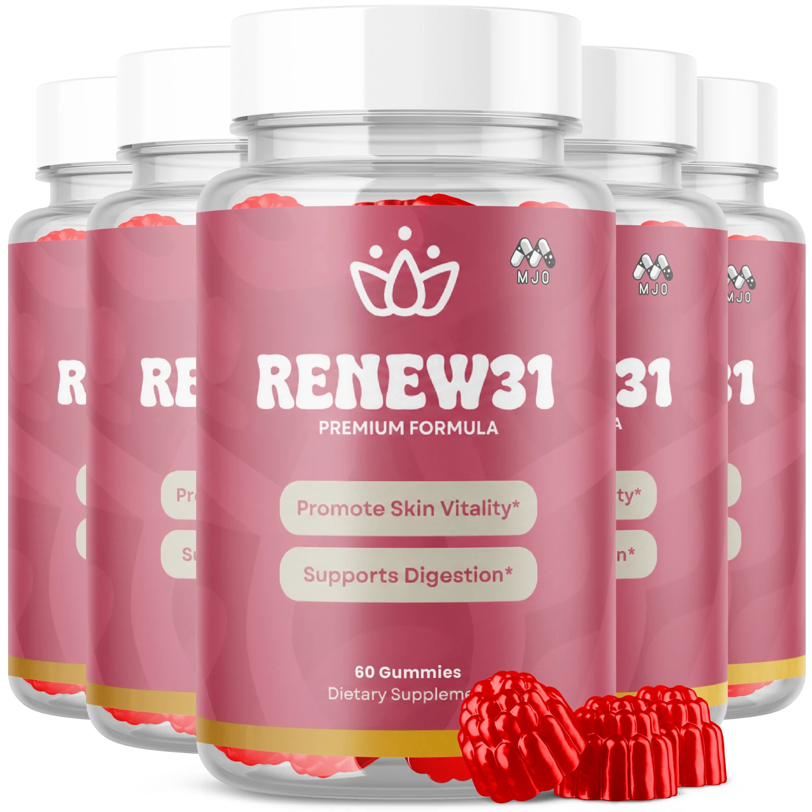 [2A249998] (5 Pack) Renew31 Skin Health Gummys Renew 31 Vitamin Supplement 300 Gummies