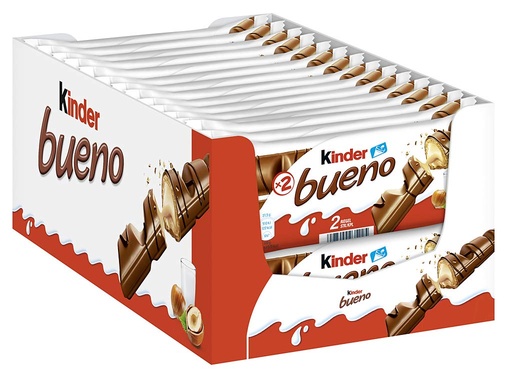 [BRSWIYTYPJYBEA3K] Kinder Bueno 2Bar Pack of 30 30X 2Bars,Hazelnut,1.36 Kg