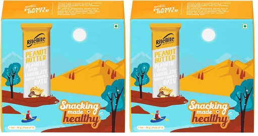 [BRSRYZAOOEJQOCD5] RiteBite Max Protein 4g Protein Bar, Peanut Butter | With Dark Chocolate | 0 Added Sugar, No Cholesterol & Trans Fat Snack Bar, 40g (Pack of 24)