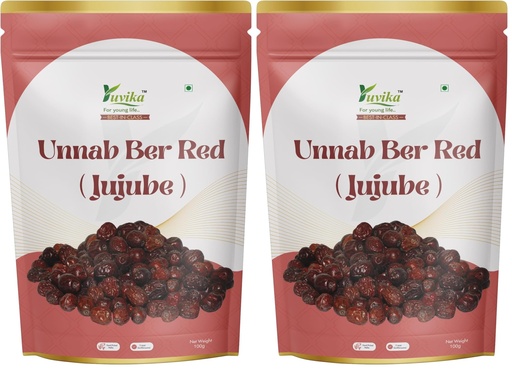 [BRSRGC3QDF6GG2TZ] YUVIKA Unnab Ber Red - Zizyphus Sativa Gaetn - Jujube 100 Grams (Pack of 2)