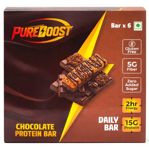 [BRSRGAIYBMFGCYIU] Chocolate Protein Bar | 15g Protein Energy Bar | Gluten Free High Fiber Healthy Snack | Zero Added Sugar Nutrition Bar | Gym, Workout, Diet & Meal - 50g (Pack of 6)