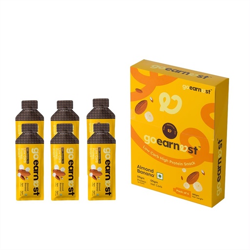 [BRSRGCQOOAGWO3IY] Goearnest Almond Banana Low Carb, High Protein Snack | 9g Protein, 5g Net Carbs | No Added Sugar, High Fibre, Gluten Free | 30g