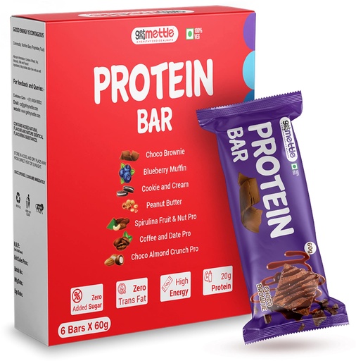 [BRSWGCQ3CEHA23I7] getmymettle Choco Brownie Protein Bars | Each 60g Bar | Protein Bars (360 g, Choco Brownie)