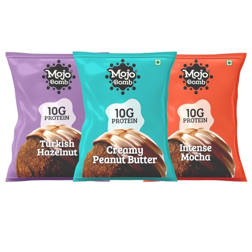[BRSROEAROQCQI3LH] Mojo Bar Protein Bombs Variety Pack | Peanut Butter, Hazelnut & Mocha | Daily Protein Snack | 10g Protein | Pack of 6 x 40g Protein Balls | Vegan, Gluten Free & No Preservatives
