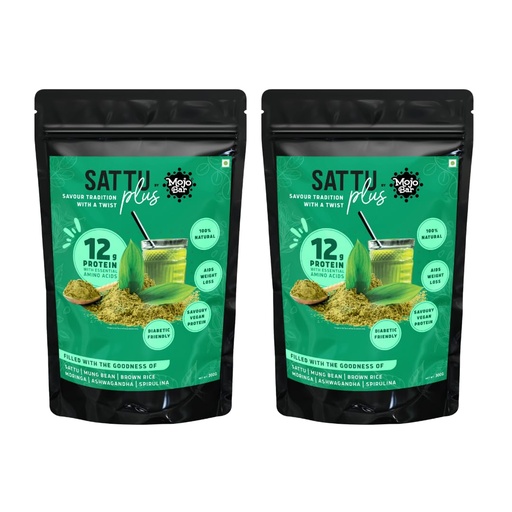 [BRSRAYIFAUFA23TK] Mojo Bar Vegan Protein (Pack of 2) - 12g Savoury Protein with Super Foods, 600g - 100% Natural & Gluten Free | Sattu, Moong and Brown Rice Protein Powder