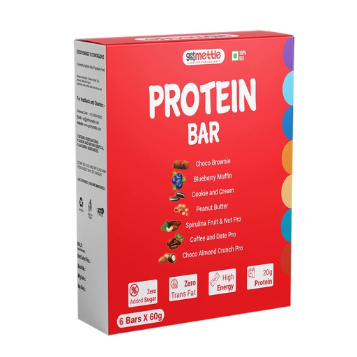 [BRSWGCQ7PJ4BA232] Mettle Assorted Protein bar |Each 60g Bar | All Flavor In one Box | Protein Bars (360g, Assorted Box)