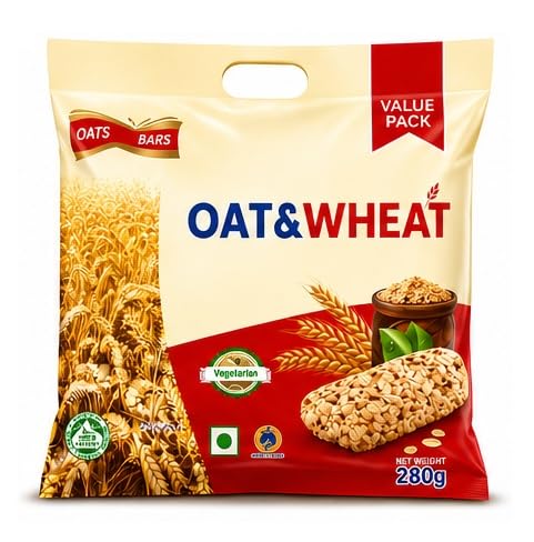 [BRSRGCYQDMIG22T2] Oats & Wheat Mini Bar With Two New Flavour Vanilla & Strawberry 40 PCS Packet 280G By Decadent Foods
