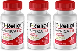 T-Relief Arnica +12 Natural Relieving Actives for Back Pain Joint Soreness Muscle Aches & Stiffness, Whole Body Fast Acting Relief for Women & Men - 100 Tablets (3 Pack)