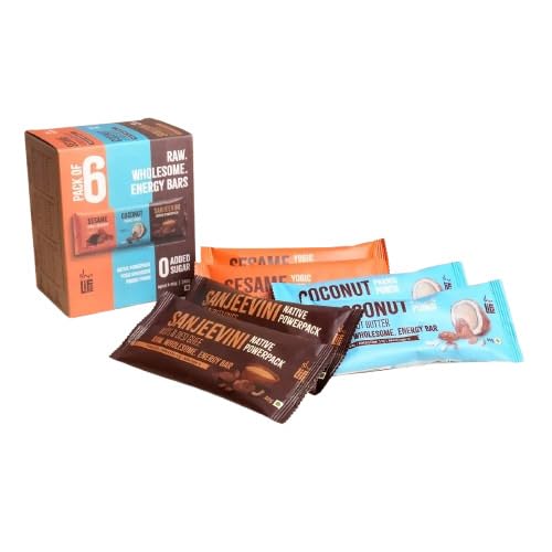 [BRSRYEIDOJ5W2HY2] Isha Life Raw Wholesome Energy Bars | 40 gms x Assorted Pack of 6 | Healthy Diet | High Protein | No Added Sugar | 100% Natural | No Preservatives