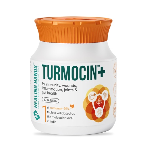 [BRSRAGL3OIIRM2AZ] Healing Hands Turmocin Plus Tablet with Curcumin 95% (1st Molecularly Validated) & Pepper for Wound Healing, Gut Health, Immunity, Inflammation Relief, IBS & IBD Care, Clinically Proven - 60 Tablets