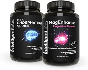 [BRSW223YBACQKCDA] Intelligent Labs 2-in-1 Bundle of MagEnhance Triple Magnesium Complex (Magnesium L-Threonate, Glycinate, and Taurate) + Pure Phosphatidylserine 100mg, GMO and Soy-Free, 30-Day Supply Each