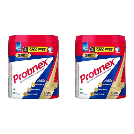[BRSROHT2CN4GYYLK] Protinex Health And Nutritional Protein Drink Mix For Adults-(Creamy Vanilla, 400 Gms, Jar) with 25 Vital Nutrients to Support Strength, Immunity & Active Life (Pack of 2)