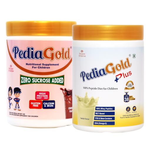 [BRSRYGT5OUHB6EI6] PediaGold Plus Vanilla & PediaGold Chocolate | 400g | Kids Nutrition | Peptide Diet | Easy to Digest Nutrition