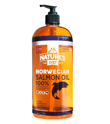 [BRSW2FAPDIHWKC3B] Nature's Diet Pet 32 oz Norwegian Salmon Oil Dogs & Cats - Natural Support for Joint Function Immune Heart Health Appetite Skin & Coat Omega 3 6 9 Liquid Food Topper EPA DHA Fatty Acids