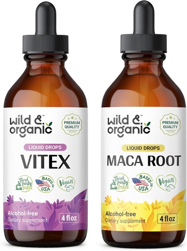 [BRSRAGIQDIJRYAD3] Wild & Organic Vitex Tincture 4 fl oz & Maca Root Tincture 4 fl oz
