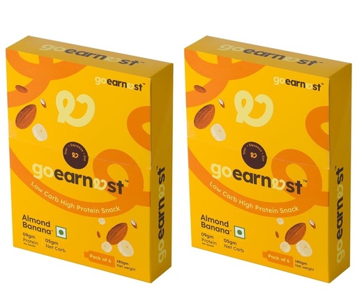 [BRSRYED5ORYGE3AV] Goearnest Almond Banana Low Carb, High Protein Snack | 9g Protein, 5g Carbs | No Added Sugar, High Fibre, Gluten Free | 30g, Pack of 2