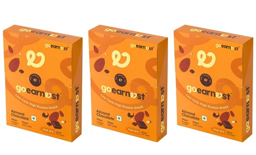 [BRSRYED5AV4GA3TH] Goearnest Almond Chocolate Low Carb, High Protein Snack | 9g Protein, 5g Net Carbs | No Added Sugar, High Fibre, Gluten Free | 30g,Pack of 3