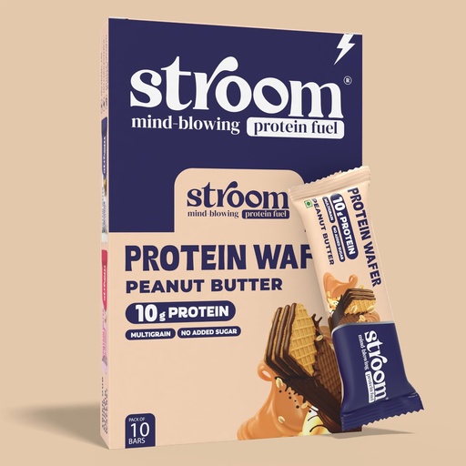 [BRSRGZ33CUMAGD3J] STROOM 10g Peanut Butter Protein Wafers (10 Bars, 40 Grams Each) |100% Vegetarian, No Added Sugar, No Maida & No Palm Oil | Multigrain Crispy Wafer, High Fibre | Healthy Snack (400 G)