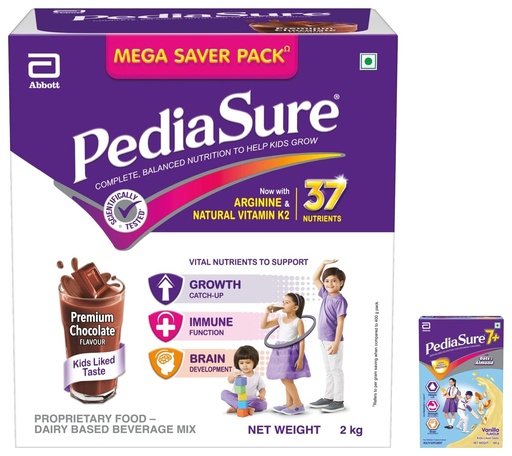 [BRSROFQNBUIQK3AZ] Pediasure Complete Balanced Nutritional Supplement To Help Kids Grow - Pack Of 2 Kg Powder(Chocolate) Box, Purple & 7+ Specialized Nutrition Drink Vanilla Flavour 400 Gm Powder