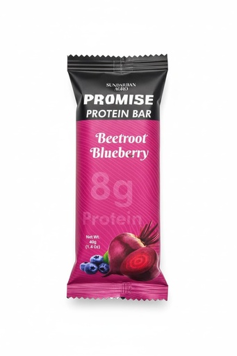 [BRSREAARDEDWGELL] SUNDARBAN AGRO | Promise Protein Bar | 9g Plant Protein | Healthy Energy Snack with Superfoods – 40g (40 g, Beetroot Blueberry)