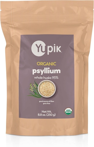 [BRSWGBQ7BUJQKE3D] Yupik Organic Whole Husk Psyllium 8.8 Oz, 95% -os tisztaság, oldódó fiber, USDA Certified, Non-GMO, Kosher, Gluten- Free, Sugar- Free & Fat- Free, Unflavoled, Plant- Based, Ideal for Oatdare & Cereal
