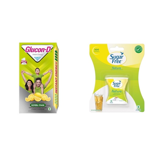 [BRSREYIKPIFGMA3U] Glucon-D Nimbu Pani Glucose Powder, 1Kg & Sugar Free Natura, 500 Pellets
