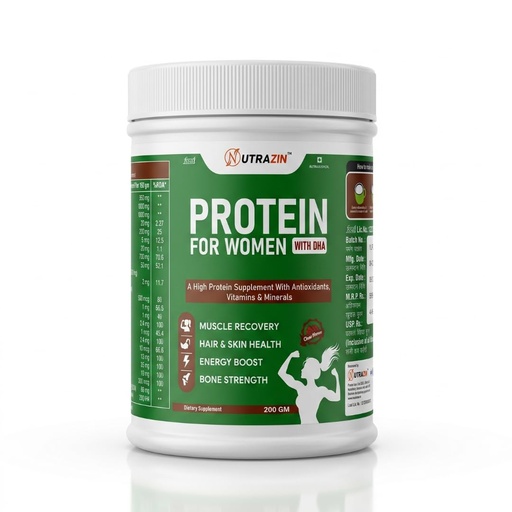 [BRSRY2YRCB7WEADB] Protein for Women with DHA Chocolate Flavour | High Protein Powder with Vitamins, Minerals & Antioxidants | Women's Nutrition | 200g