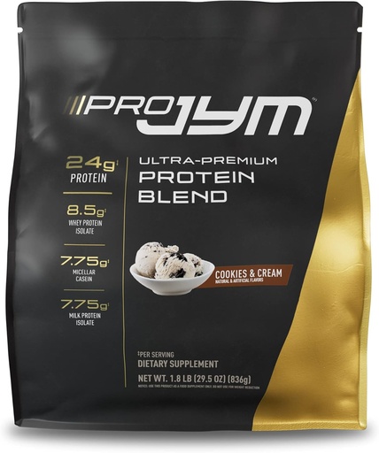 [BRSROZQECIFQIETK] JYM Supplement Science Pro JYM Cookies & Cream Protein Powder - Whey Protein Isolates, Casein, & Milk Protein, Lean Muscle Building for Men & Women, 22 Servings