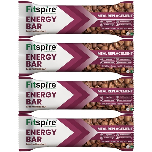 [BRSROCDRBMCA2FD2] Fitspire Energy Bar Pack of 4 Mocha Hazelnut 35 g Each High Energy Snack with Nuts Seeds and Protein Gluten Free- Natural Energy Booster for On the Go Nutrition