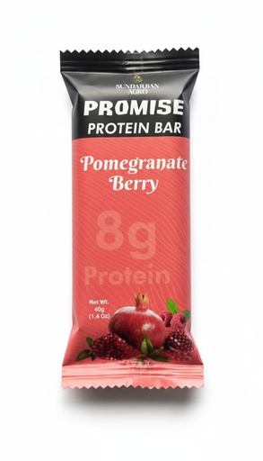 [BRSREAARDMARSHI4] SUNDARBAN AGRO | Promise Protein Bar | 9g Plant Protein | Healthy Energy Snack with Superfoods – 40g (40 g, pomegranate Berry)