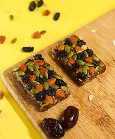 [BRSWGZYYOUCGA3TG] VegOChef Wholesome Nut and Fruit Bars,Vegan Bar with Goodness of Dates, Raisins, Almonds, Walnuts and Pumpkin Seeds - Complete Sugar Free Nutritious Bar Health Hamper (Pack of 6 - 40gms Each)
