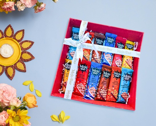[BRSREA33CEAWOHQV] Mojo Bar Choco Almond, Yoghurt Berry, Fruit & Nut and Orange Dark Chocolate Choco Peanut Butter and Yoghurt Blueberry Energy Bars, 32 Gm (Combo of 12)