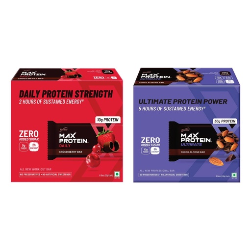 [BRSW2YL6BUPBSE37] RiteBite Max Protein Daily Choco Berry (Pack of 6 300g (Standard)) & RiteBite Max Protein Ultimate Choco Almond Bars (600g Pack of 6 (Standard))