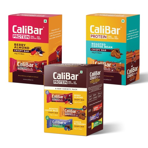 [BRSRMHT6BMGWA2Y6] CaliBar 10g Protein Bar - 6 Berry Almond + 6 Bars Roasted Coffee Bean + Assorted Pack 2 Berry Almond & 2 Roasted Coffee Bean & 2 Choco BlueBerry (Pack of 18) Gluten-Free, 4g Fiber (40g x 18)