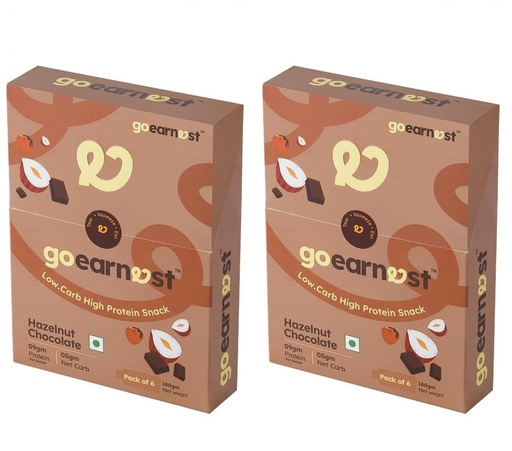 [BRSRYED5AUCRMGQY] Goearnest Hazelnut Chocolate Low Carb, High Protein Snack | 9g Protein, 5g Net Carbs | No Added Sugar, High Fibre, Gluten Free | 30g, Pack of 2