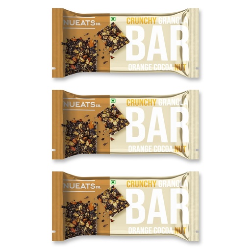 [BRSRYYI7BYFWACDF] NUEATS co. Crunchy Granola Bar Orange Cocoa Nut Nutritious Oats & Almond Snack Bar Delicious Cocoa Energy Snack for Daily Nutrition Pack of 3