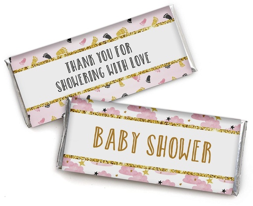 [BRSRMFL5CN4AMCQZ] Chocolate Bar Wrapper Labels for Baby Shower Pink, Girl Theme Chocolate Bar Wrapper Labels- Pack of 30 PCS (No Candy)