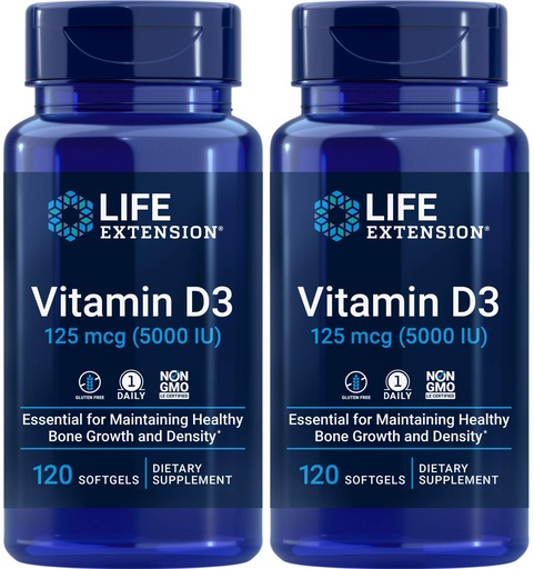 [BRSWY23YCECGYGYV] Life Extension Vitamin D3 5000 IU, 120 Softgels (Pack of 2)