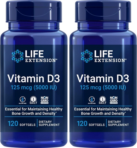 [BRSWY23YCECGYGYV] Life Extension Vitamin D3 5000 IU, 120 Softgels (Pack of 2)
