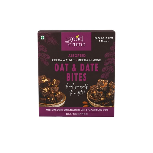[BRSRYEIQC4HGC2TF] The Good Crumb Assorted Oat and Date Bites I Cocoa Walnut and Mocha Almond I180g I Gluten-Free I No Added Refined Sugar I Energy Snack