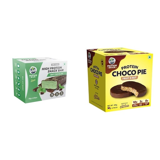 [BRSRYYACO4HBQ2TH] HYP- Lean Sugar-Free Protein Bar Mint Chocolate (6x40g) | 10g Protein per Bar | High Fiber | Low N | HYP Protein Choco Pie - Fruit N Nut (Pack of 6)