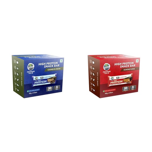 [BRSRYYACO5YRU2Y7] HYP - Whey Protein Bar, Cookies and Cream (6x60g) | 20g Protein per bar | Gluten Free Protein Bars | HYP Meal Replacement Whey Protein Bar Pack of 6 (60g x 6) Almond Fudge