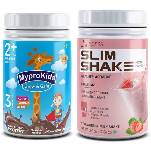 [BRSRYYACPMNAMCLF] Mypro Sport Nutrition Protein Drink Powder Mypro Kids Grow And Gain (3 Benefits Active+ Strong+Sma | Mypro Sport Nutrition Slim Shake Protein Powder-Meal Replacement Shake For Weight Control & Manage