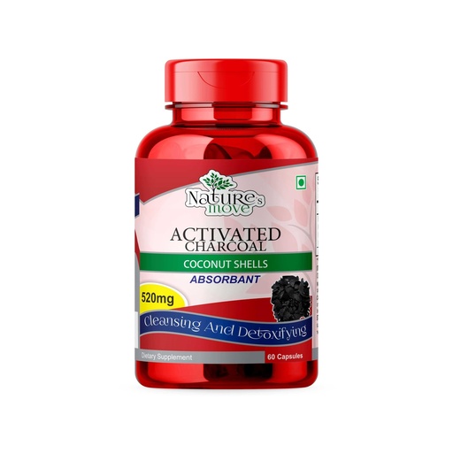 [BRSRAAQOAEDQEG3F] Activated Charcoal 520mg for Detox Gas Bloating Relief Digestive Health - 60 Capsules