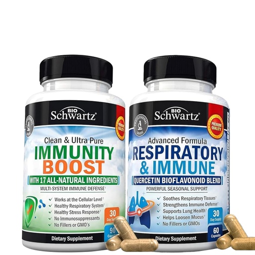 [BRSRABLQPJ5QK2DG] BioSchwartz Respiratory & Immune Lung Support Supplement with Quercetin (1 Month Supply) Plus 17 in 1 Immune Support Supplement with Antioxidants (1 Month Supply)